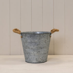 Zinc Bucket with Drainage Holes and Hessian Ears