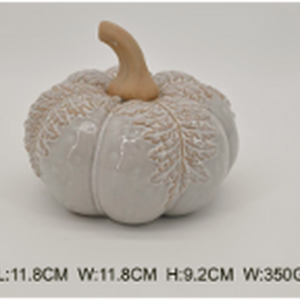Large Natural Glazed Pumpkin with Oversized Leaves
