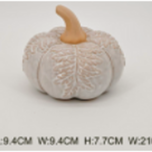 Medium Natural Glazed Pumpkin with Oversized Leaves