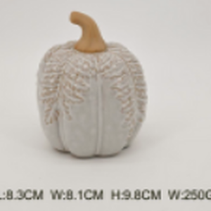 Medium Natural Glazed Taller Pumpkin with Oversized Leaves