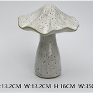 Stoneglazed Speckled Ceramic Mushroom Ornament