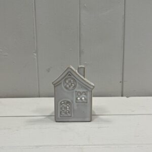 Glazed Ceramic House Tealight with Textured Detail