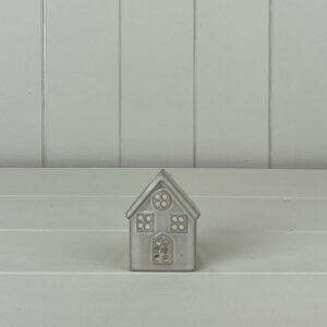 Glazed Ceramic House Tealight with Textured Detail