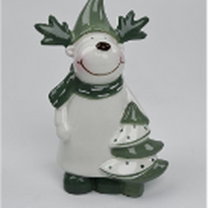 Nordic Green Reindeer with Christmas Tree