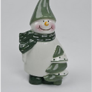 Nordic Green Snowman with Christmas Tree