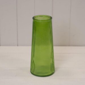 Emerald Green Tall Ribbed Vase