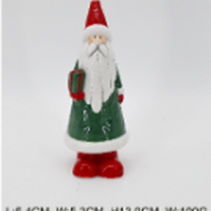 Ceramic Green Santa Holding a Present Large