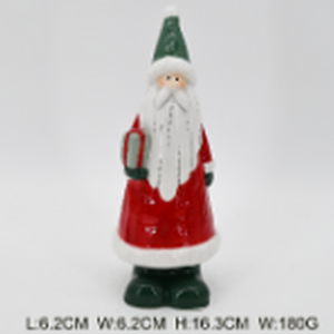 Ceramic Red Santa Holding a Present Large