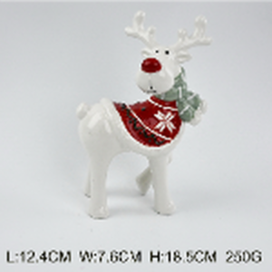 Ceramic Reindeer with Christmas Sweater and Scarf Medium