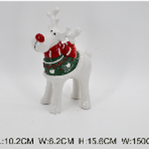 Ceramic Reindeer with Christmas Sweater and Scarf Medium