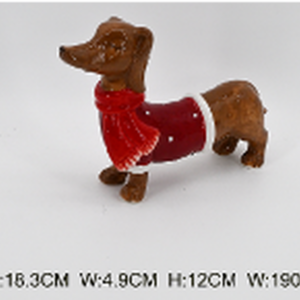 Ceramic Sausage Dog with Christmas Sweater and Scarf Large