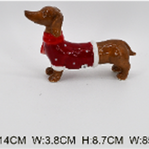 Ceramic Sausage Dog with Christmas Sweater and Scarf Small