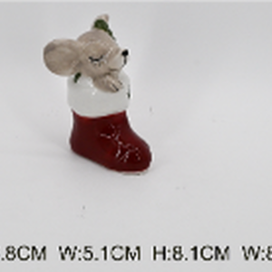 Ceramic Mouse in Red Stocking
