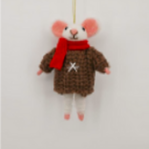 Felt Hanging Mouse with Brown Star Sweater