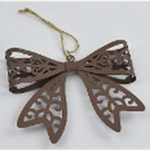 Metal Hanging Bow with Cutout Detail Beige