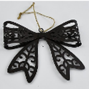 Metal Hanging Bow with Cutout Detail Brown