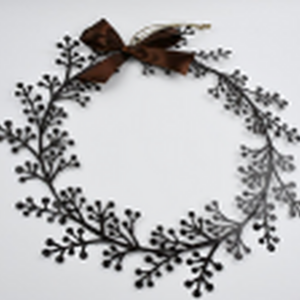 Metal Hanging Wreath with Ribbon Bow Brown