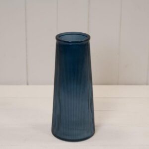 Blue Tall Ribbed Vase