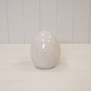 Large Ceramic Egg with Flower Garland