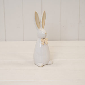 Large Ceramic Natural Rabbit With Bow