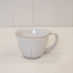Natural Ceramic Cup with Flower Detail