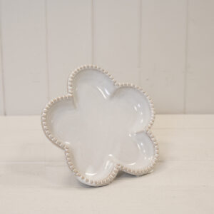 Natural Ceramic Flower Shaped Plate with Bobble Rim
