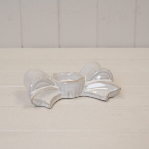 Natural Ceramic Bow Candle Holder