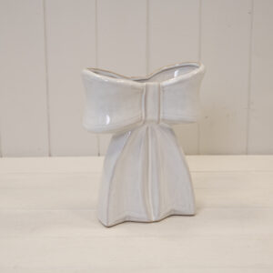 White Ceramic Bow Vase Large