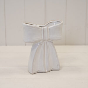 White Ceramic Bow Vase Small