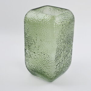 Vintage Green Dimpled Square Vase