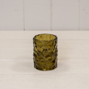 Large Olive Green Straight Textured Candle Holder