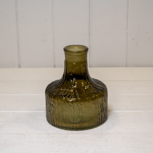 Olive Green Decorative Glass Bottle