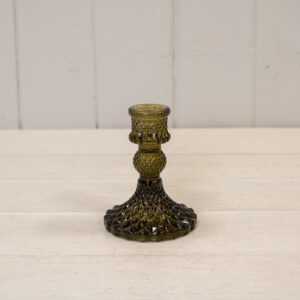 Olive Green Glass Candle Holder