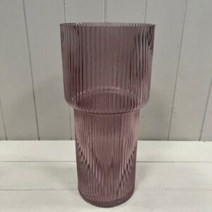 Amethyst Tall Glass Ribbed Vase