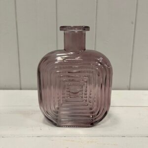 Amethyst Square Glass Bottle with Ribbed Design