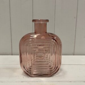 Rose Square Glass Bottle with Ribbed Design