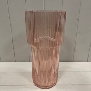 Rose Tall Glass Ribbed Vase