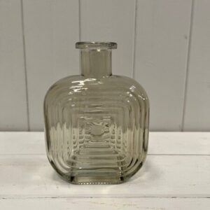 Smokey Brown Square Glass Bottle with Ribbed Design