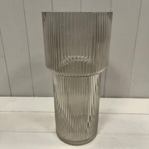 Smokey Brown Tall Glass Ribbed Vase