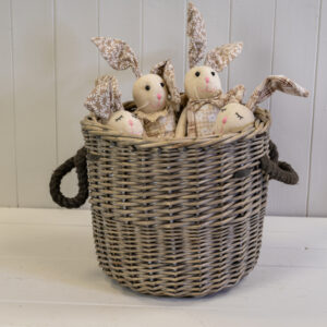 Round Log Basket with Rope Handles
