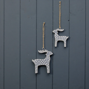 Hanging Grey Reindeer with White Kerry Work