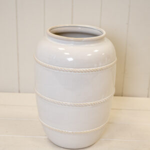 Natural Rustic Ceramic Vase with Rope Detail Large