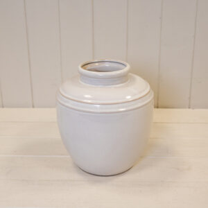 Natural Rustic Ceramic Vase with Double Line Detail Large