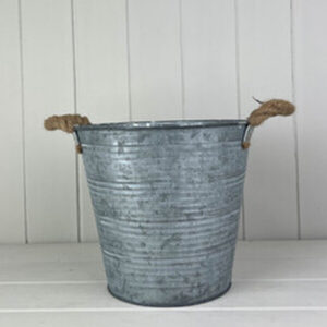 Ribbed Zinc Bucket with Hessian Ears