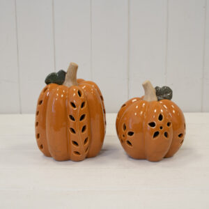 Orange LED Pumpkin with Open Leaf detail