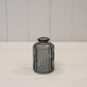 Cool Grey Ribbed Glass Bottle