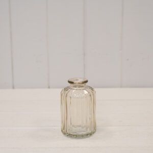 Smokey Brown Ribbed Glass Bottle