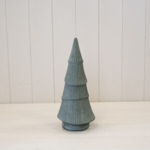Green Ribbed Stoneware Christmas Tree 27cm