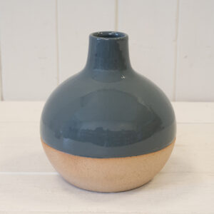 Blue Ceramic Glazed Vase withn Unglazed Design
