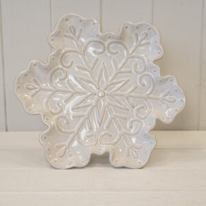 Ceramic NaturalSnowflake Plate Large